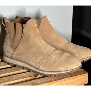 Sorel Harlow Tan Suede Chelsea Boots Pull On Size 10